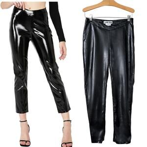 I.AM.GIA Tex Faux Leather Vinyl Pant XS Cropped Skinny V-waist Edgy Goth Rocker